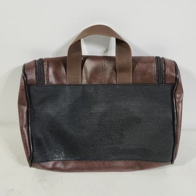 Penguin Munsingwear Brown Travel Toiletries Accessory Lined Leather Bag - Thumbnail 6