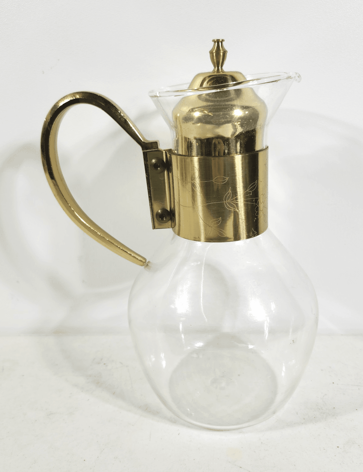 Princess House Brass And Crystal Carafe