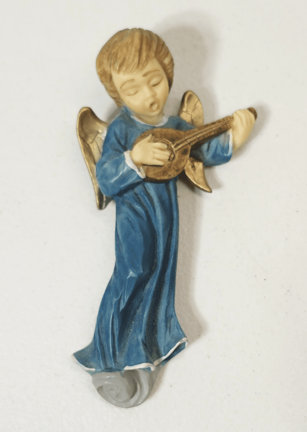 Angel Playing Musical Instrument 5” Resin Ornament Holiday Decor Italy Vintage - Thumbnail 2