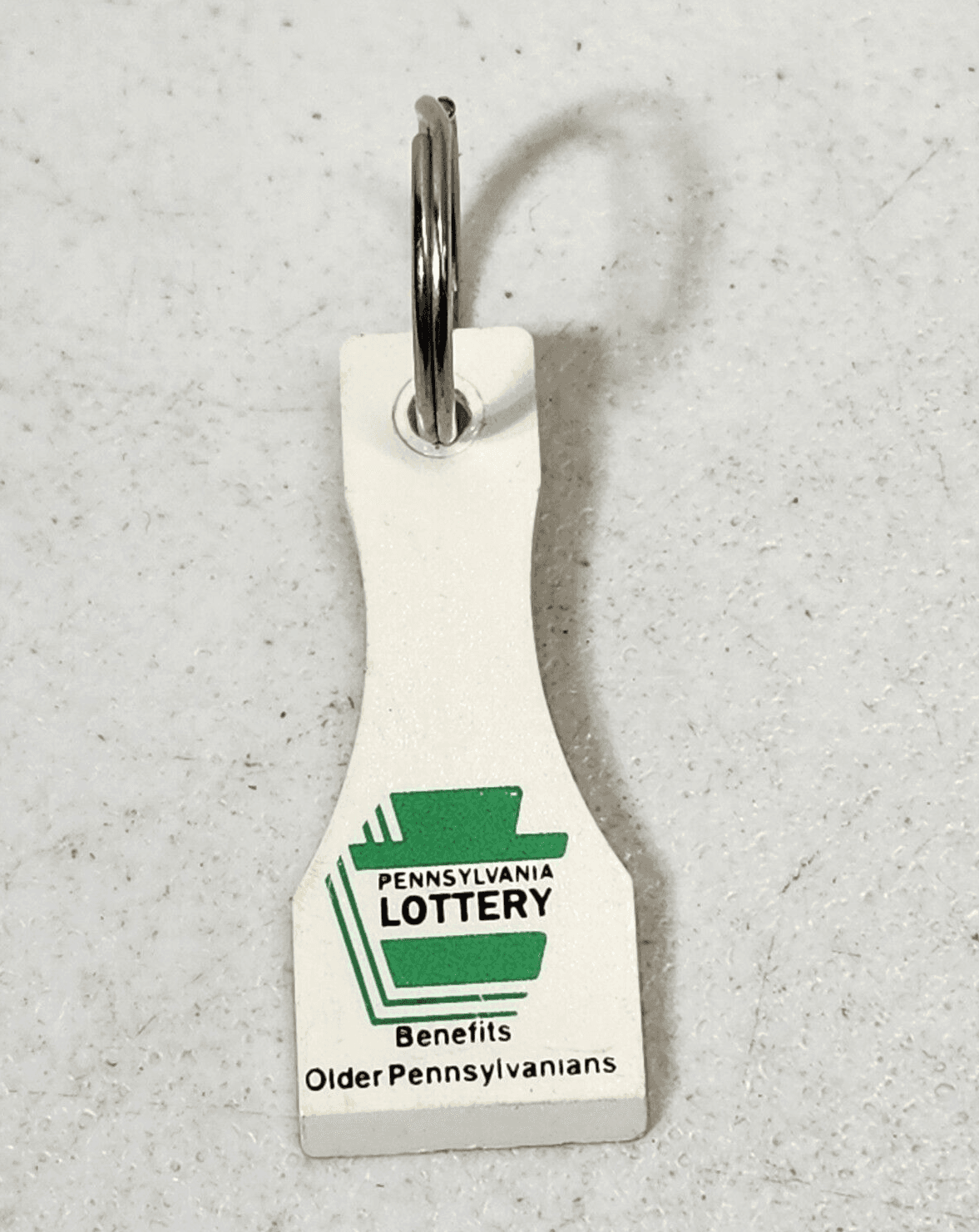 Pennsylvania State Lottery Ticket Scratcher Keychain Ring White