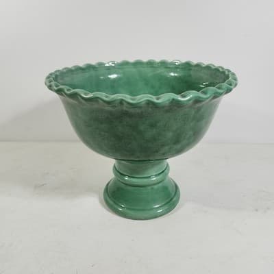 Art Pottery Green Pedestal Planter Dish 8" Tall - Thumbnail 5
