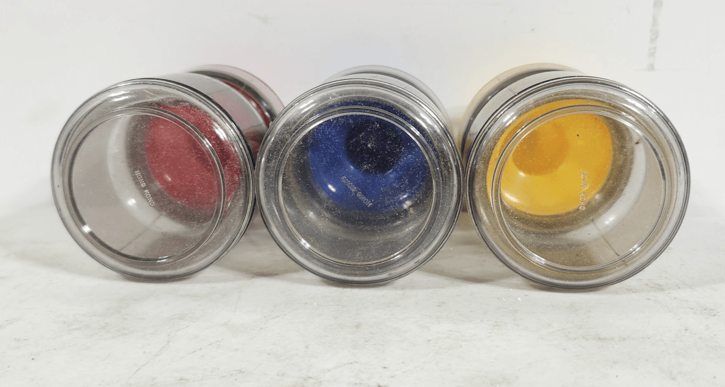 Vintage 90s Plastic Desk Organizer Storage Jars Set Colorful Paperclips Office - Thumbnail 3