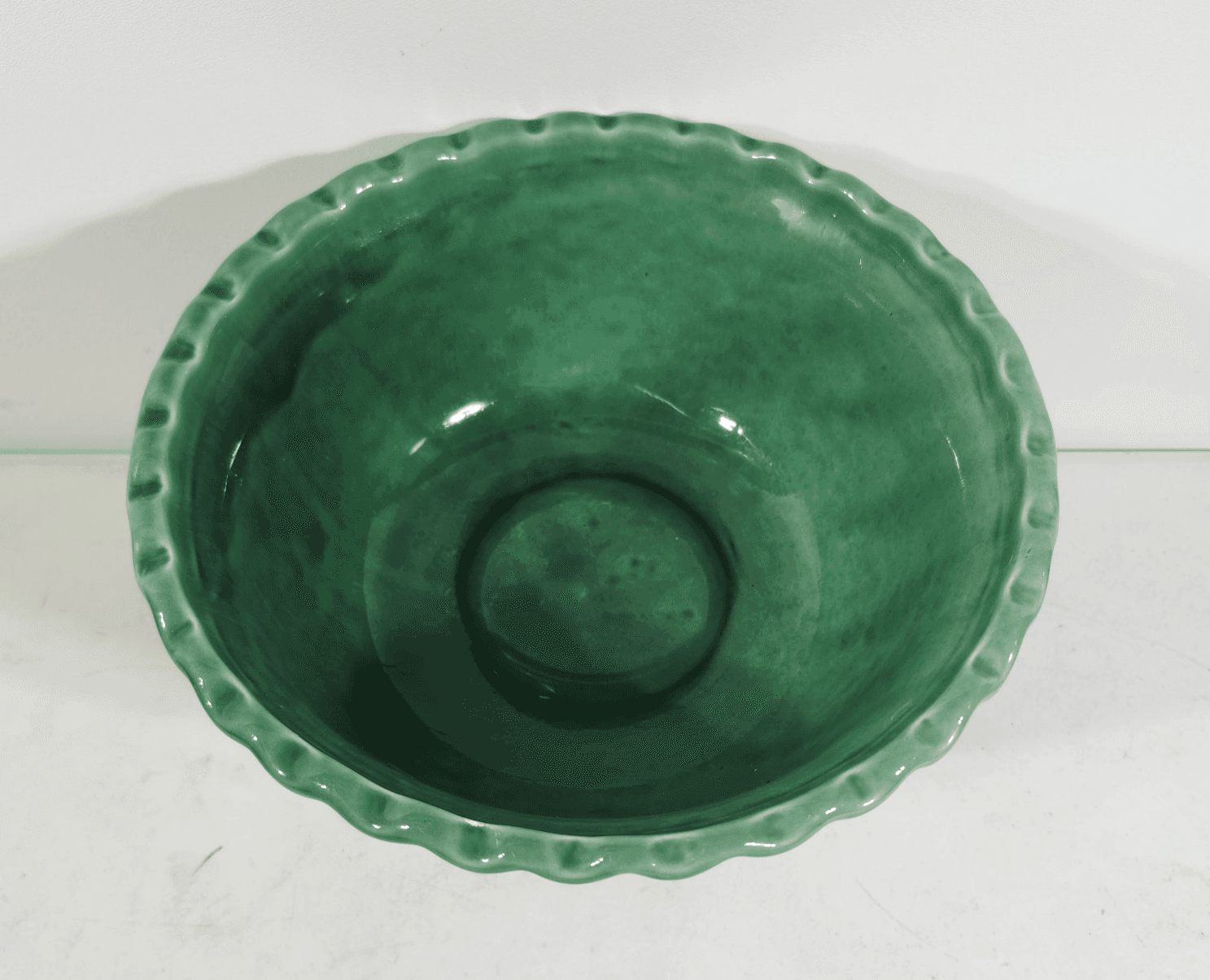 Art Pottery Green Pedestal Planter Dish 8" Tall - Thumbnail 3