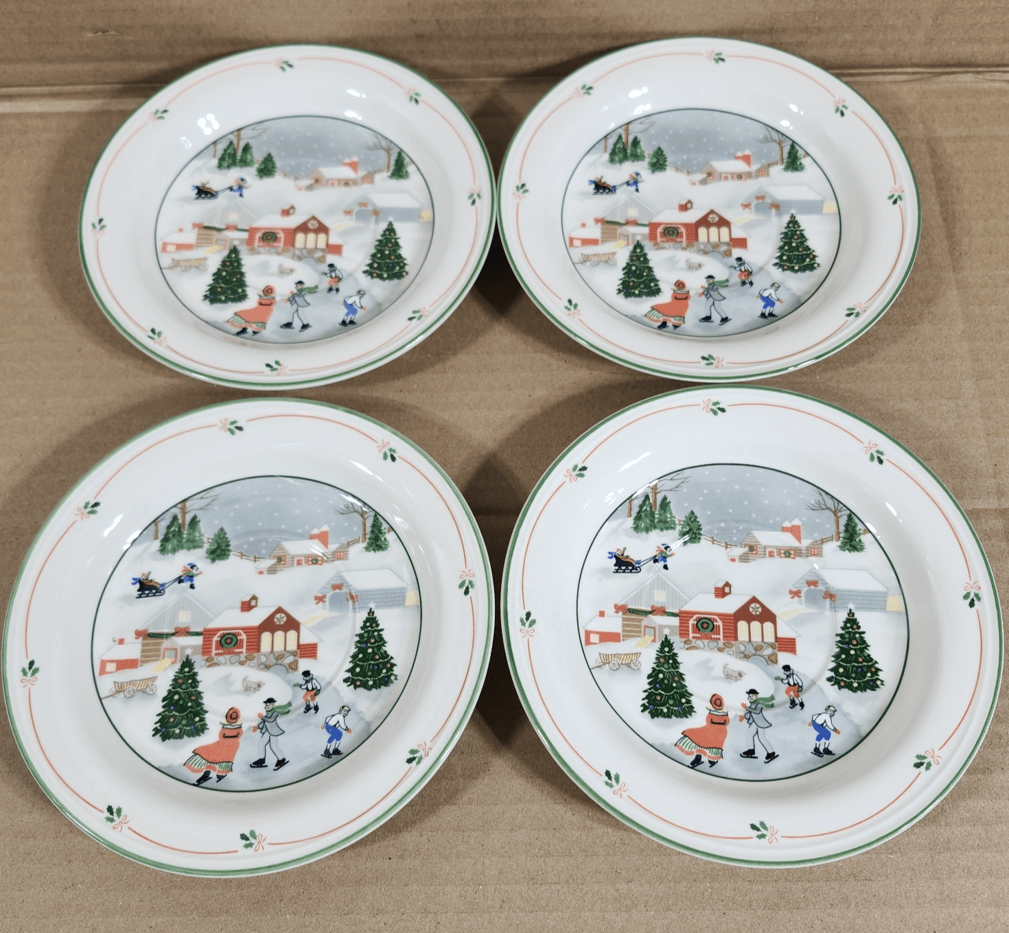 4 Sango Silent Night Tea Cup Saucer Plates 3900 Korea 6.5”