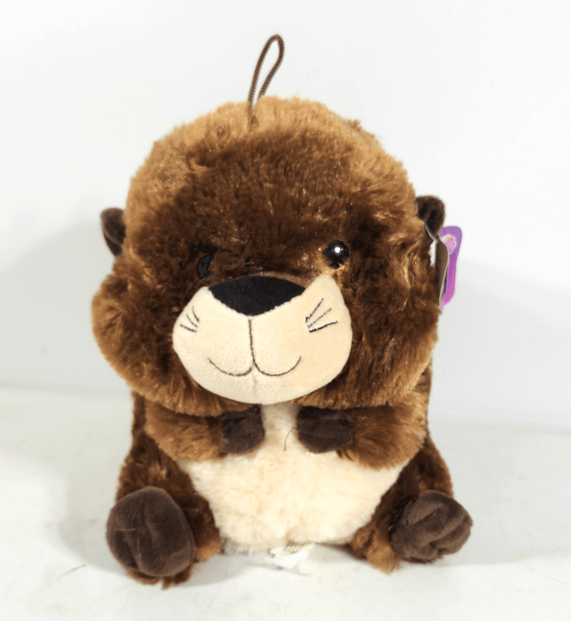 Plush Brown Otter Belly Buddies Stuffed Animal 8” Glitter Eyes Nanco