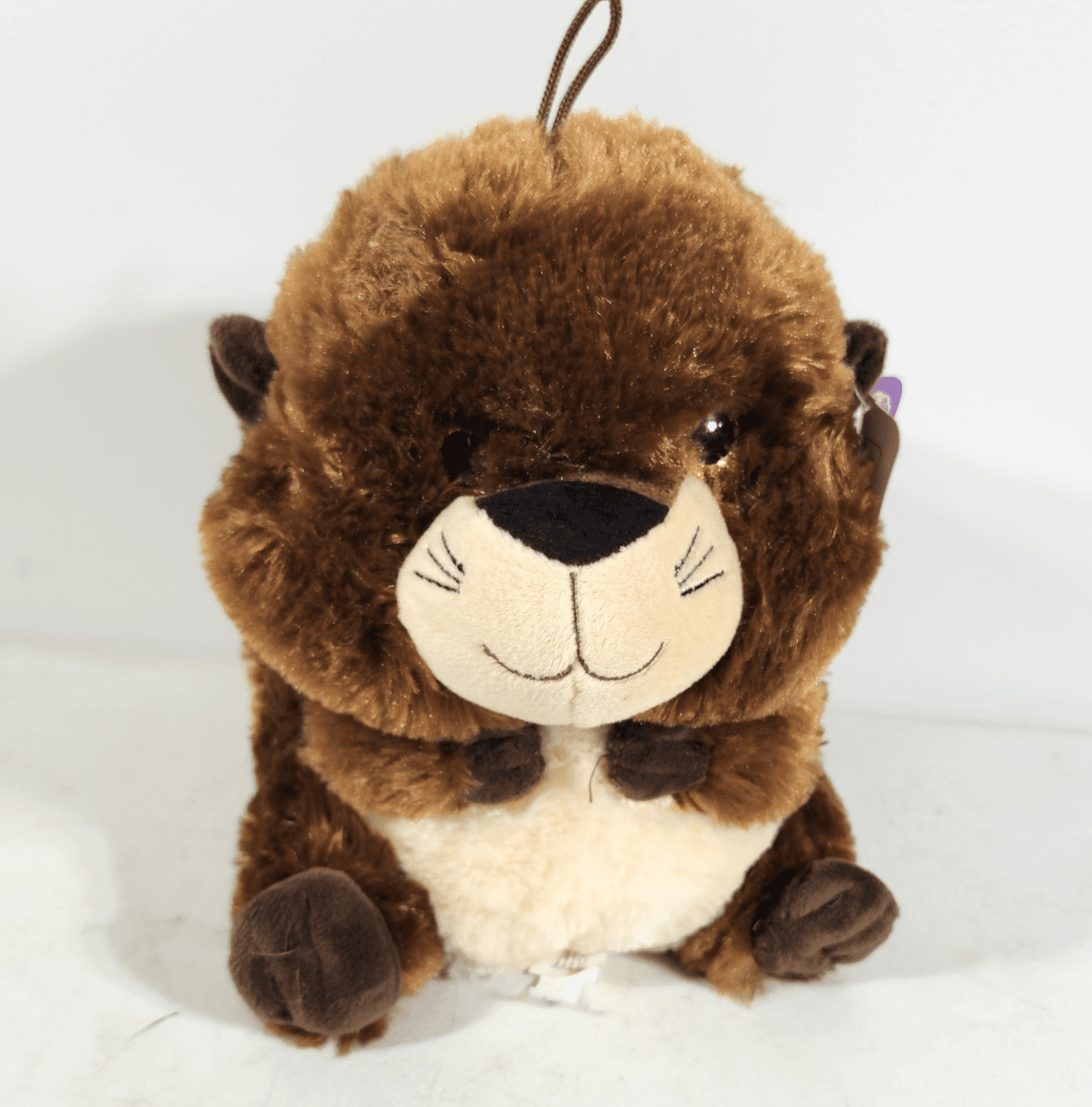 Plush Brown Otter Belly Buddies Stuffed Animal 8” Glitter Eyes Nanco - Thumbnail 2