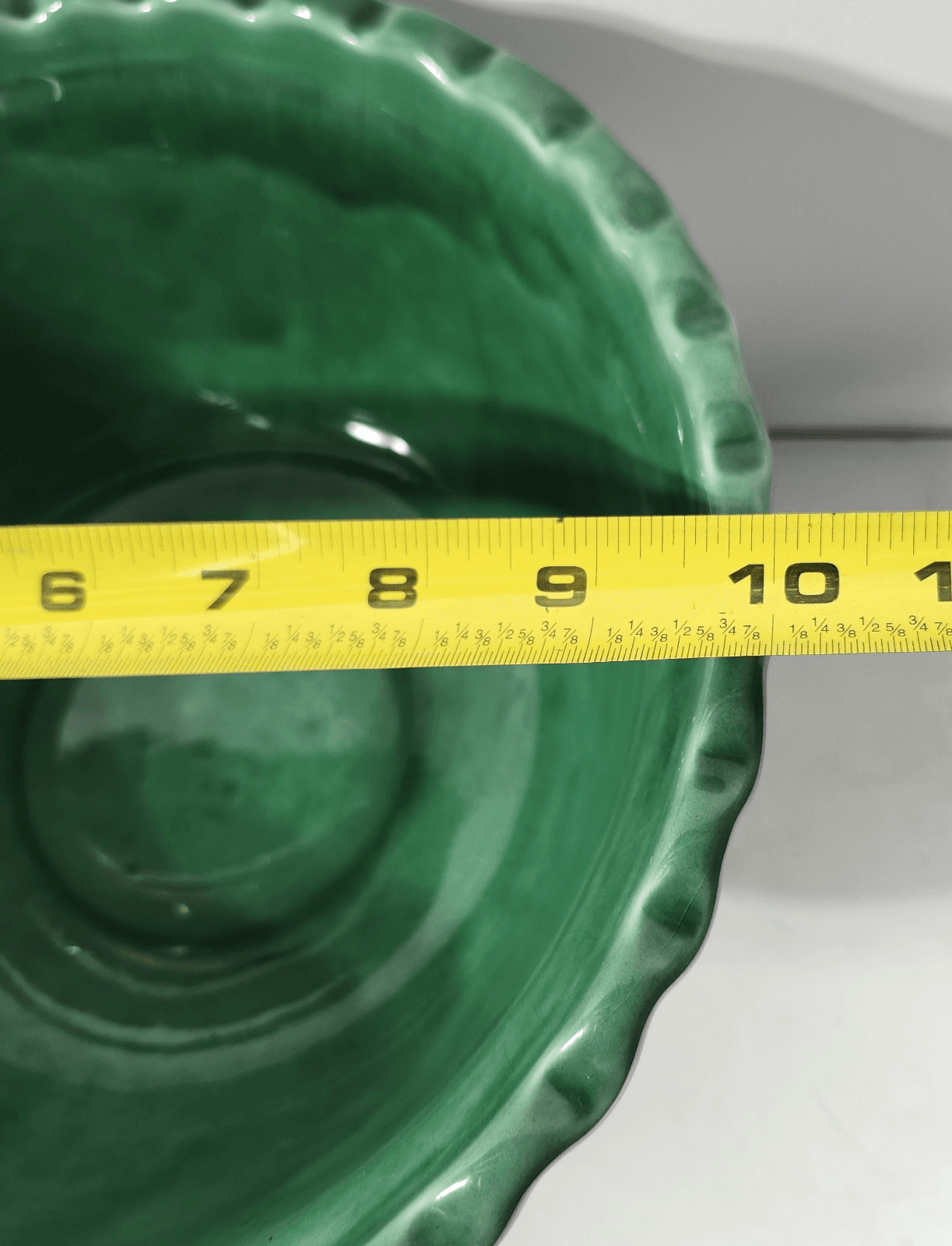 Art Pottery Green Pedestal Planter Dish 8" Tall - Thumbnail 9