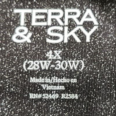 Terra & Sky Women's 4X High Rise Fitted Black Silver Leggings Plus Size NEW - Thumbnail 7