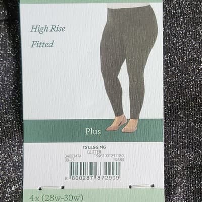 Terra & Sky Women's 4X High Rise Fitted Black Silver Leggings Plus Size NEW - Thumbnail 8