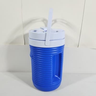 Vintage Rubbermaid 1 Gallon Beverage Cooler w/ Handle Blue & White - Thumbnail 2