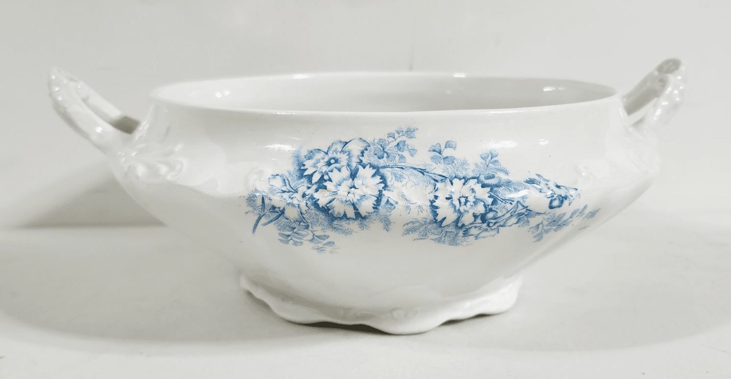 Vintage Homer Laughlin Blue Rose Serving Bowl Dish 11" - Thumbnail 2