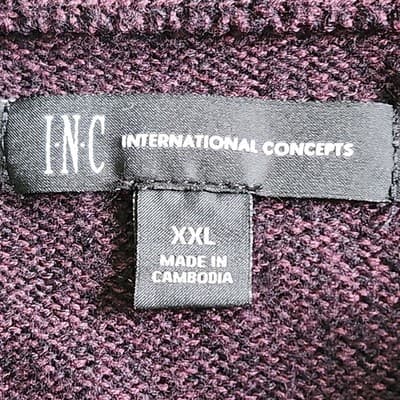 INC Sweater Men's XXL Long Sleeve Crew Neck Pullover Purple Black - Thumbnail 7