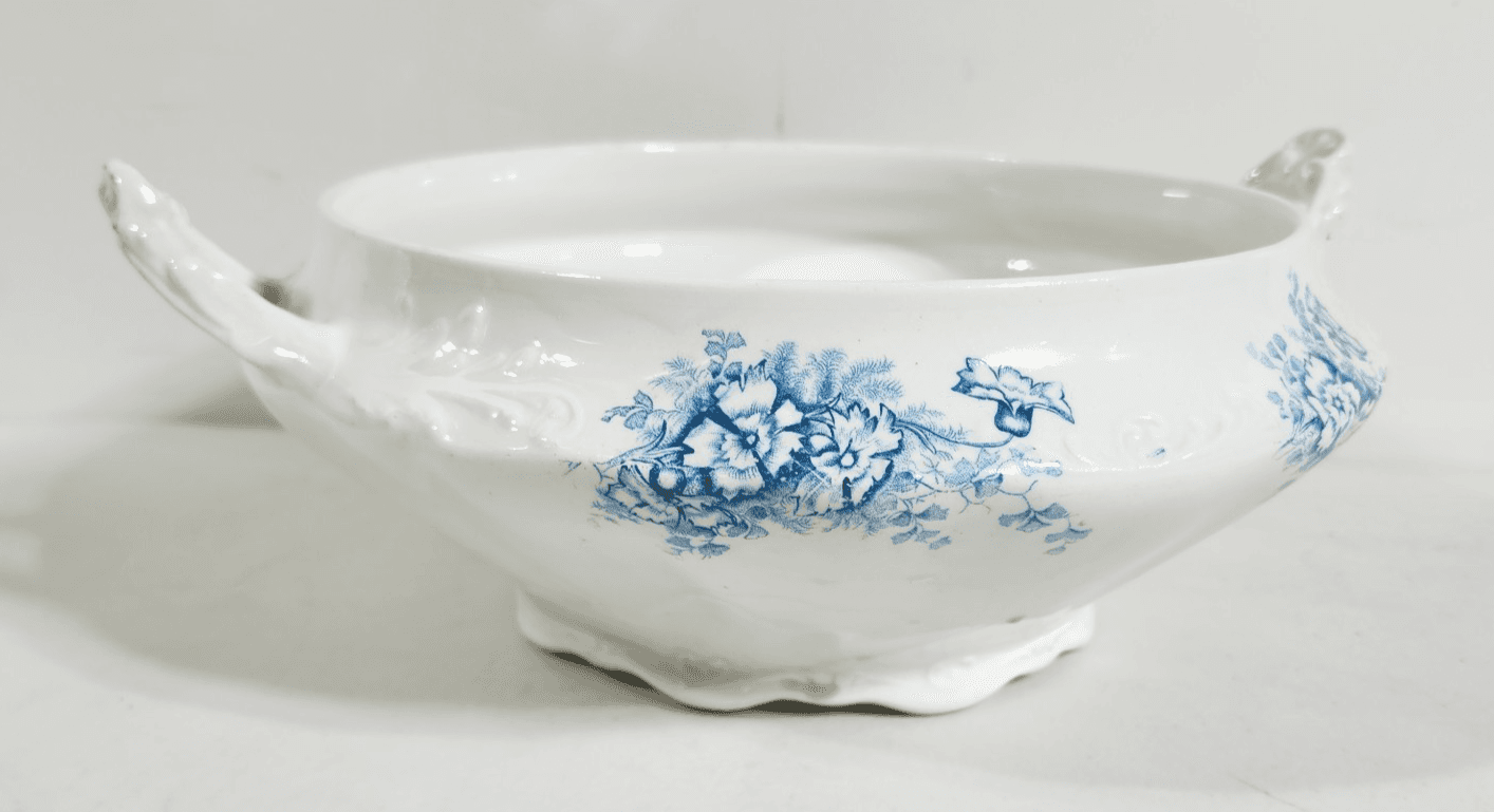 Vintage Homer Laughlin Blue Rose Serving Bowl Dish 11" - Thumbnail 5