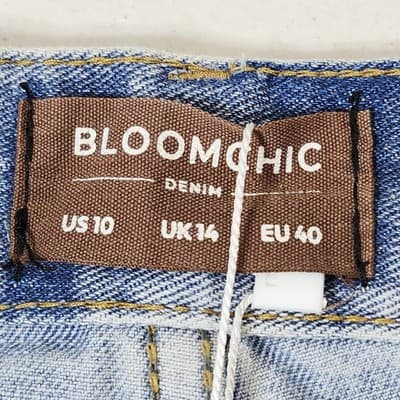 Bloomchic Womens Wide Leg Distressed Jeans Size 10 Light Blue Denim Pants NEW - Thumbnail 7