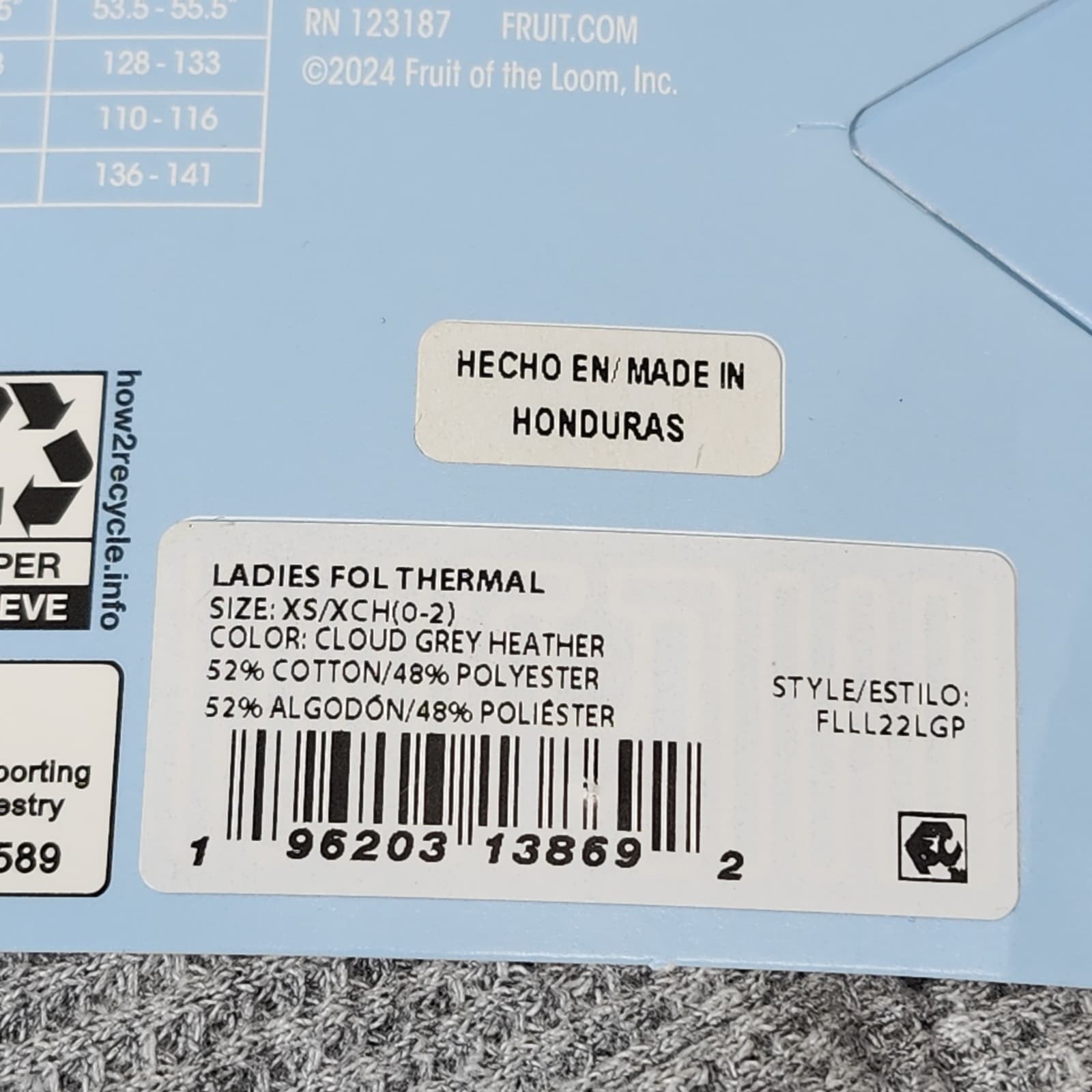 Women's XS Beyond Soft Thermal Pants Gray Fruit of the Loom NEW - Thumbnail 4