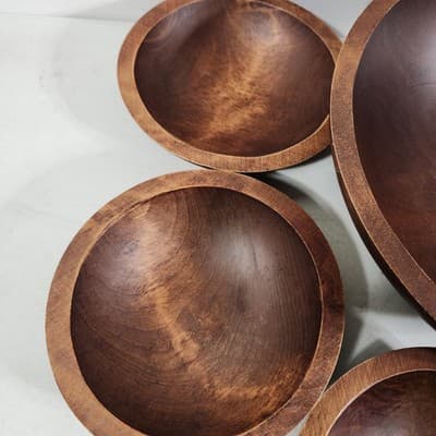 Vintage Baribocraft Wooden Salad Set 1 Bowl & 6 Salad Dishes Home Kitchen Decor - Thumbnail 3