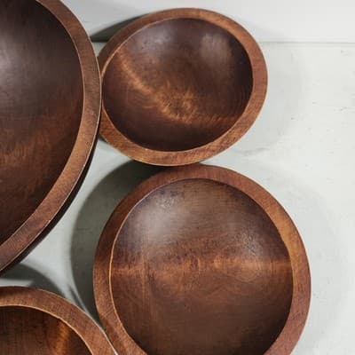 Vintage Baribocraft Wooden Salad Set 1 Bowl & 6 Salad Dishes Home Kitchen Decor - Thumbnail 6