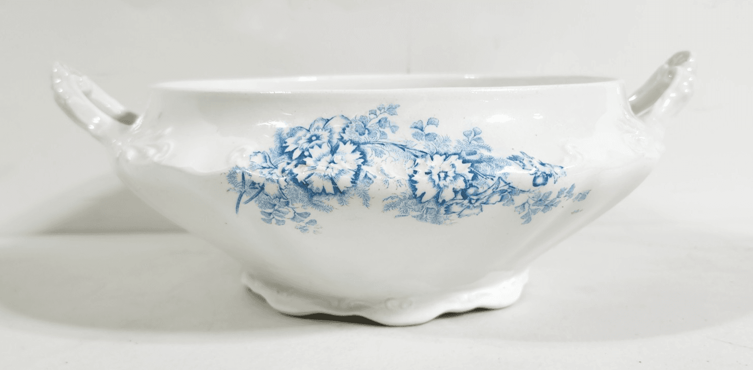 Vintage Homer Laughlin Blue Rose Serving Bowl Dish 11"