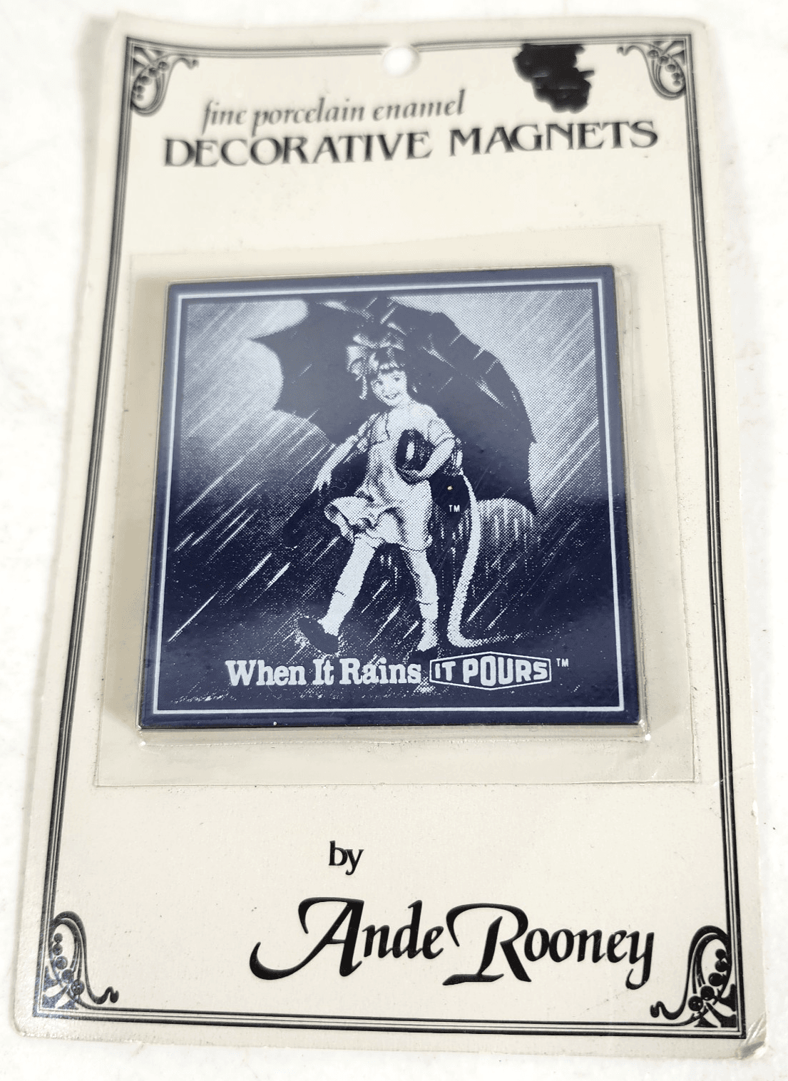 Vintage Refrigerator Magnet Morton Salt Girl When It Rains It Pours 2.5in