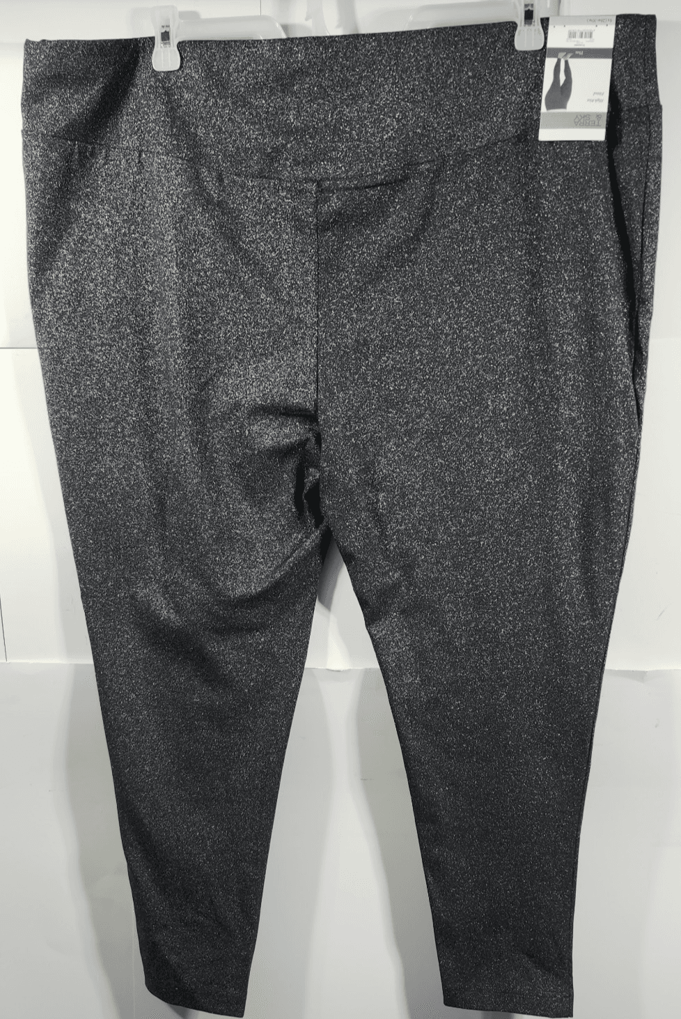 Terra & Sky Women's 4X High Rise Fitted Black Silver Leggings Plus Size NEW - Thumbnail 4