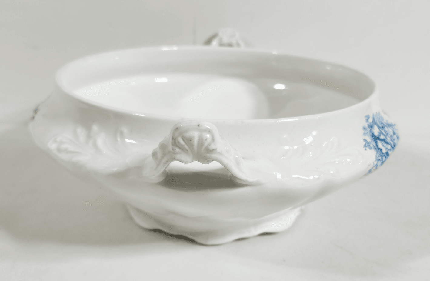 Vintage Homer Laughlin Blue Rose Serving Bowl Dish 11" - Thumbnail 4