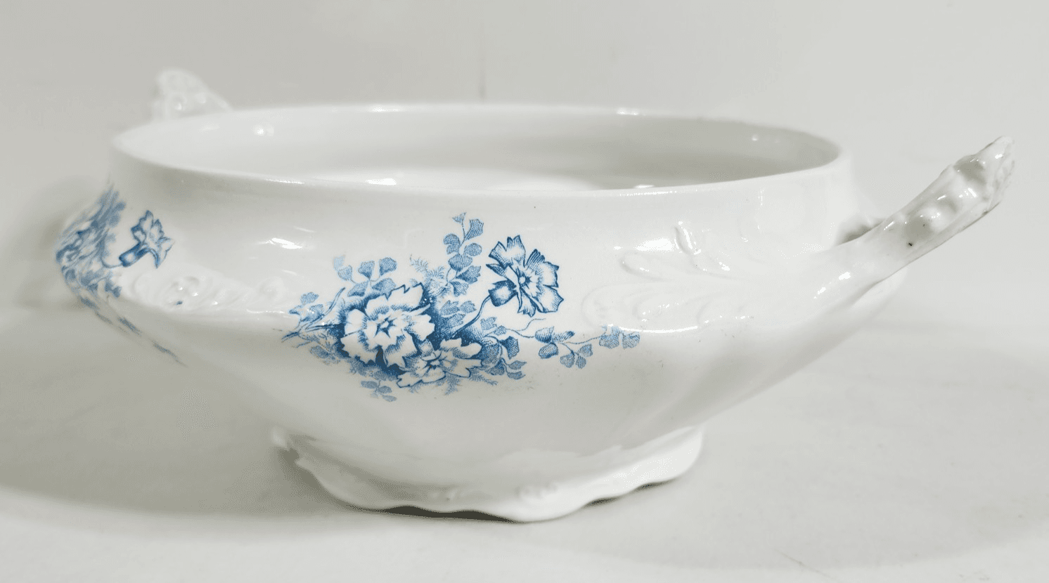 Vintage Homer Laughlin Blue Rose Serving Bowl Dish 11" - Thumbnail 6