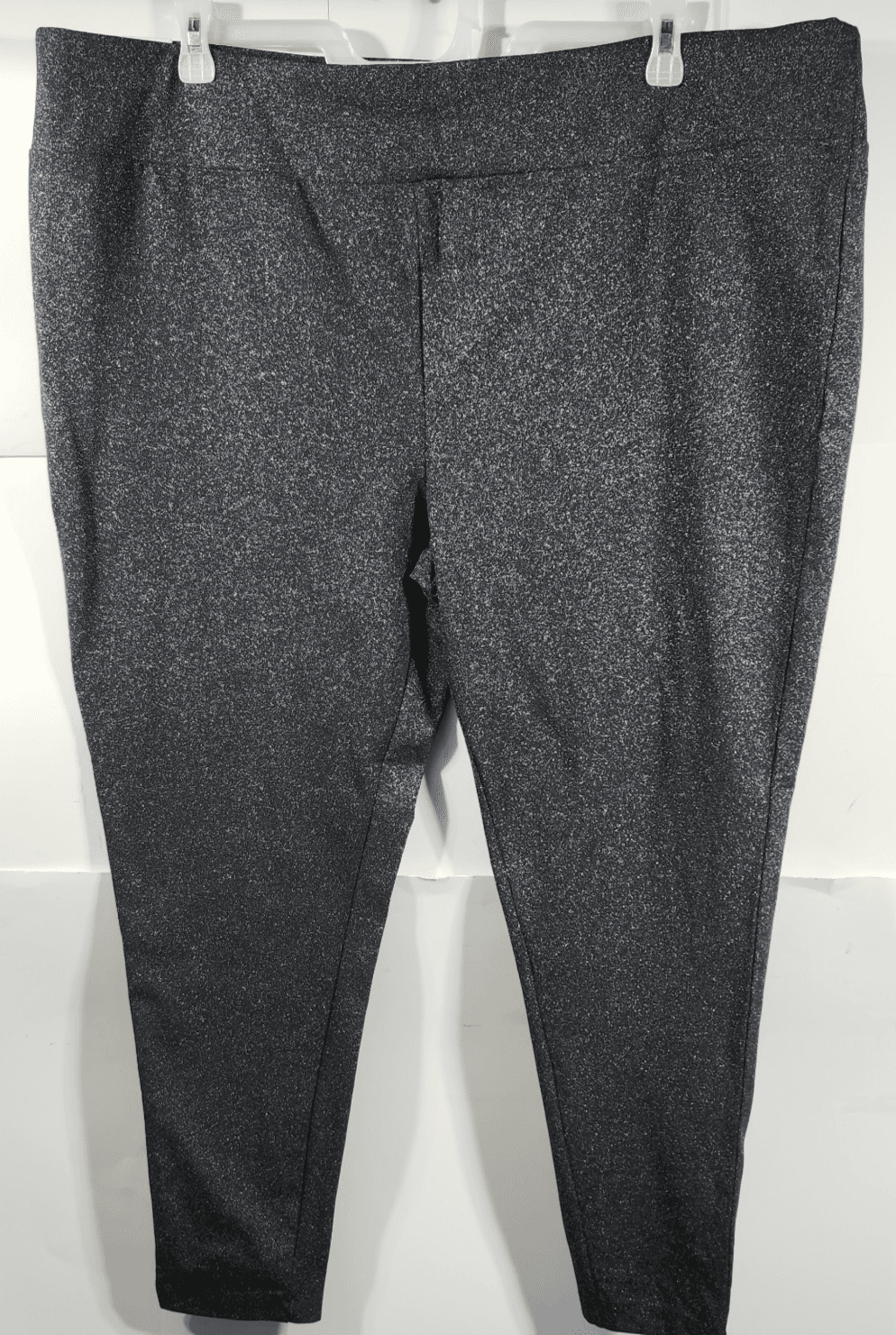 Terra & Sky Women's 4X High Rise Fitted Black Silver Leggings Plus Size NEW