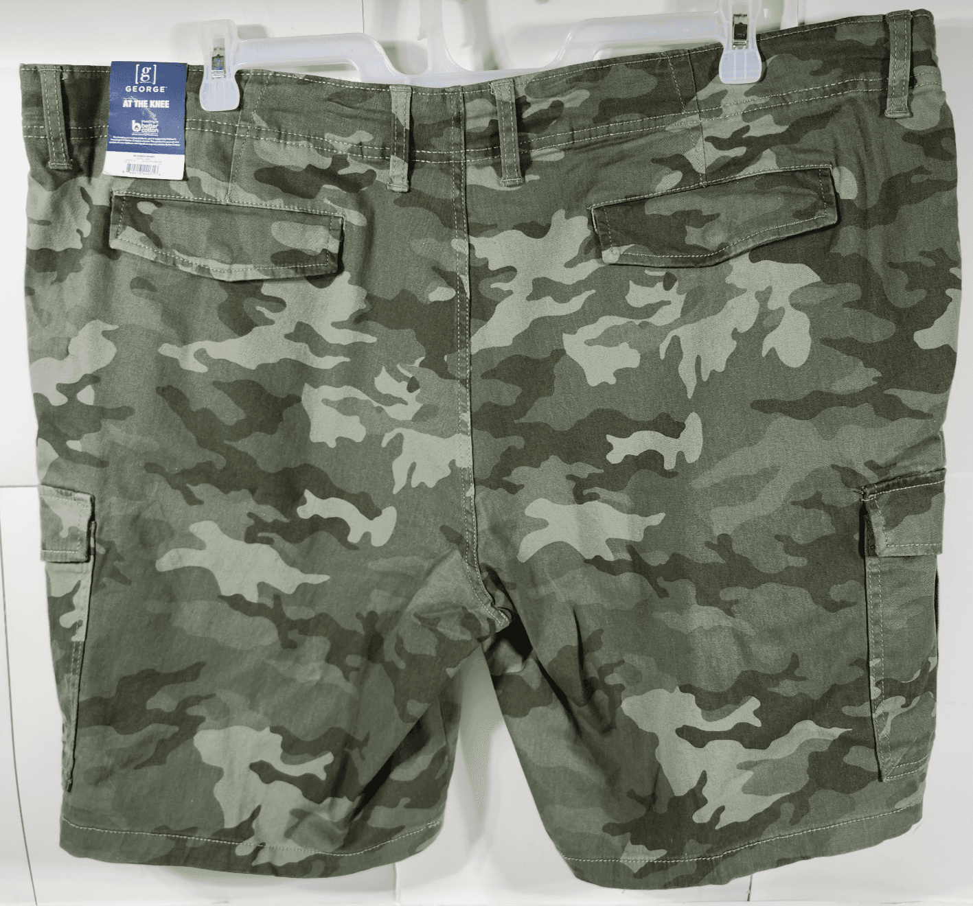 George Men's Size 46 Cargo Shorts At the Knee 10" Camo Green NEW - Thumbnail 4