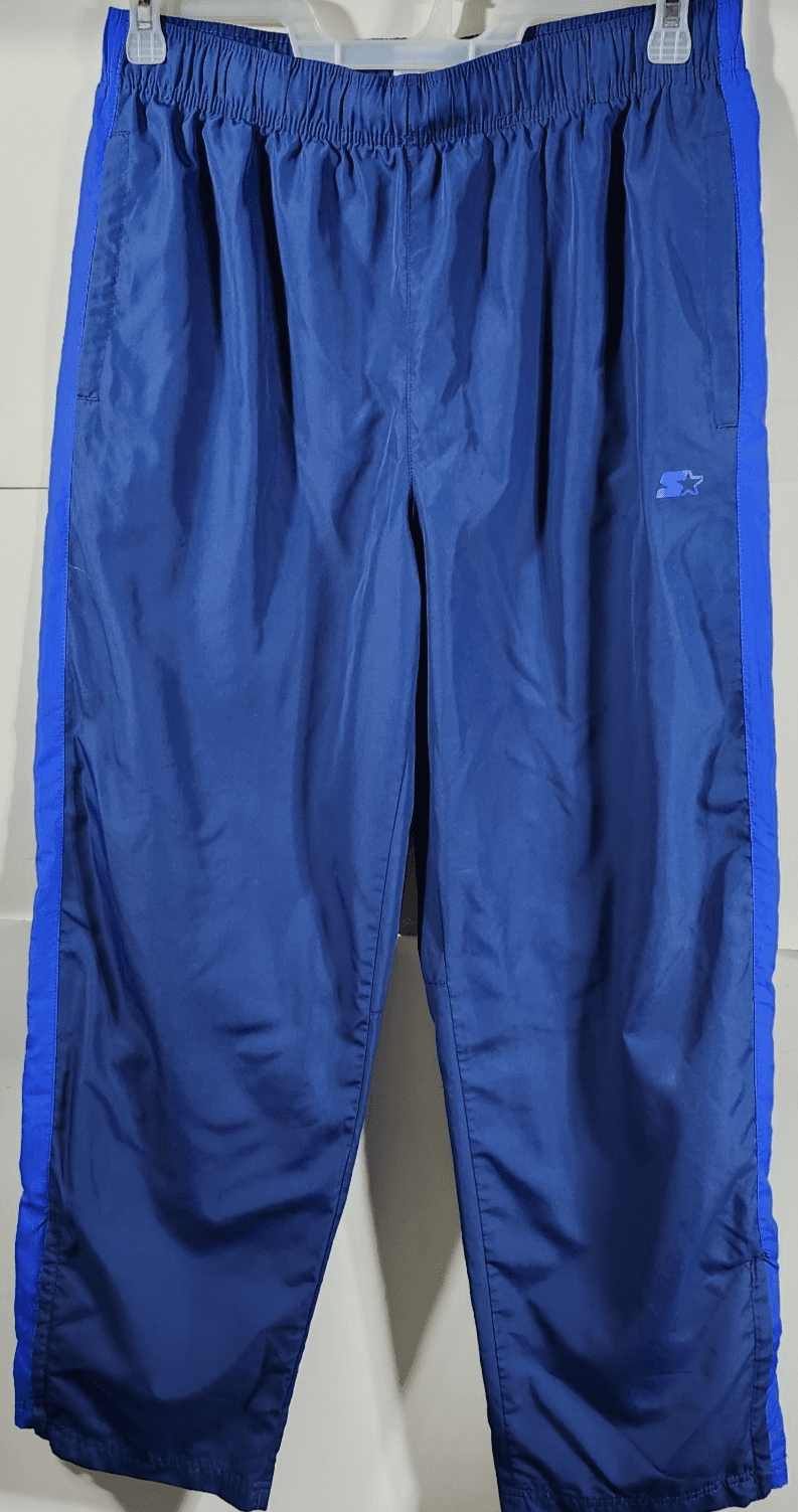 Starter Windbreaker Pants Men's M Blue Drawstring Pockets Zip Ankle