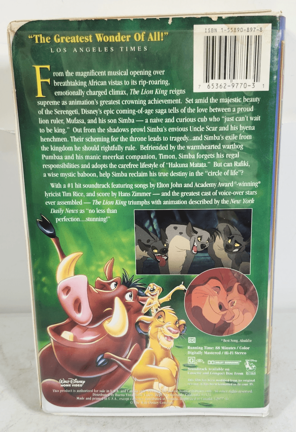 Walt Disney The Lion King VHS Masterpiece Collection Animation Classic 1994 - Thumbnail 3