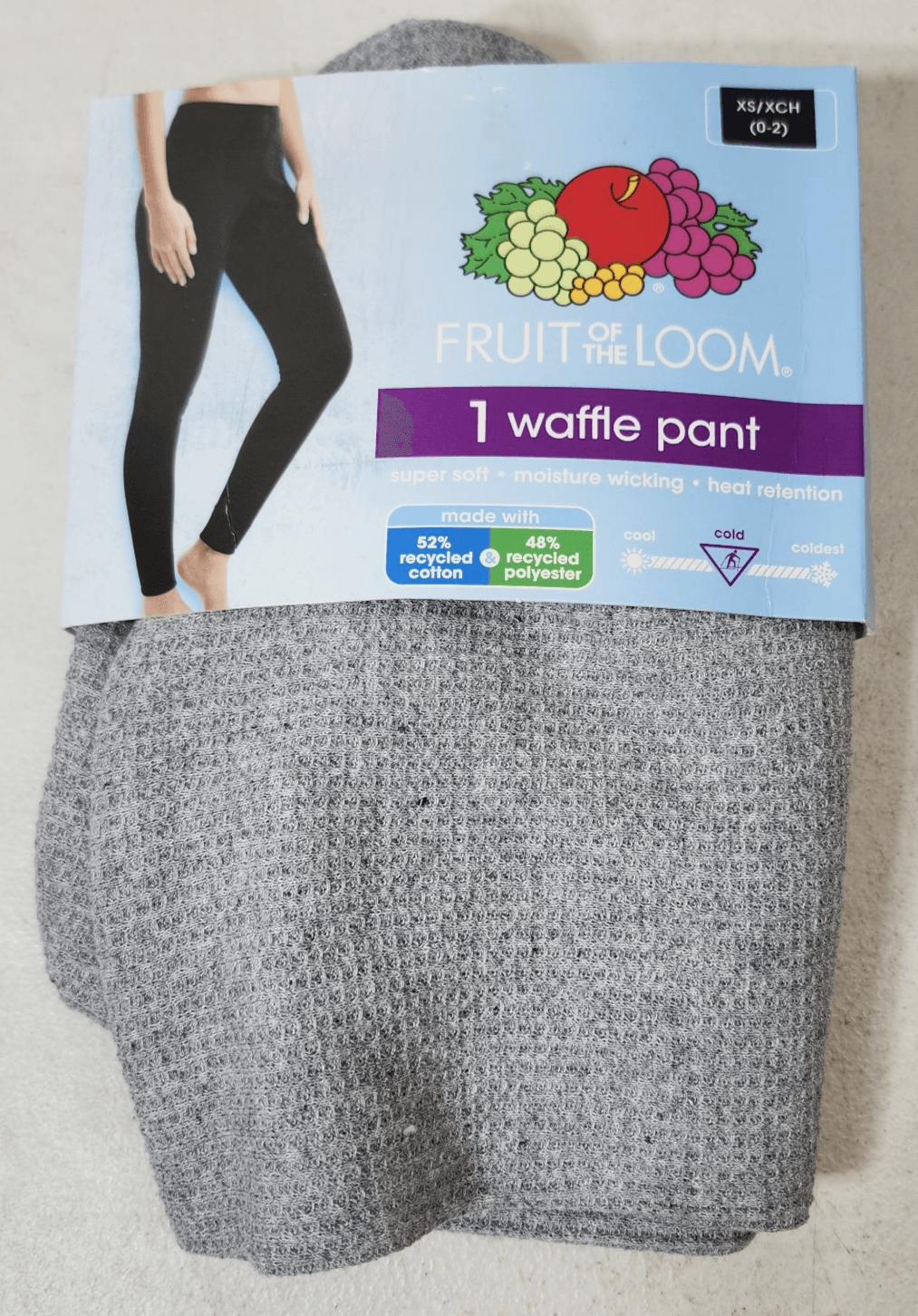 Women's XS Beyond Soft Thermal Pants Gray Fruit of the Loom NEW