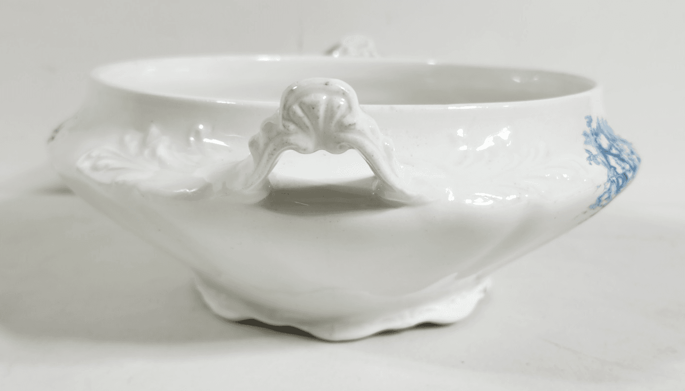 Vintage Homer Laughlin Blue Rose Serving Bowl Dish 11" - Thumbnail 3