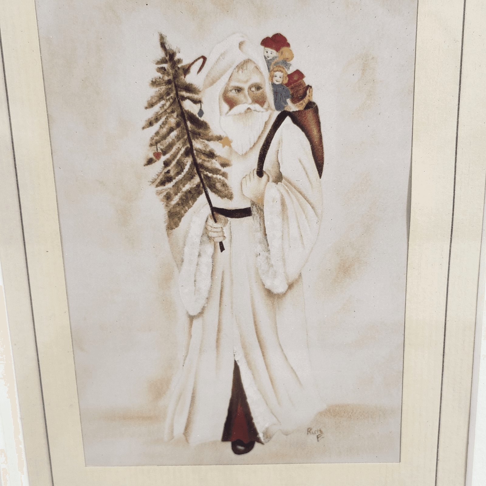 2 Santa Framed Pictures 12" X 10" Holiday Home Decor Wall Art - Thumbnail 4