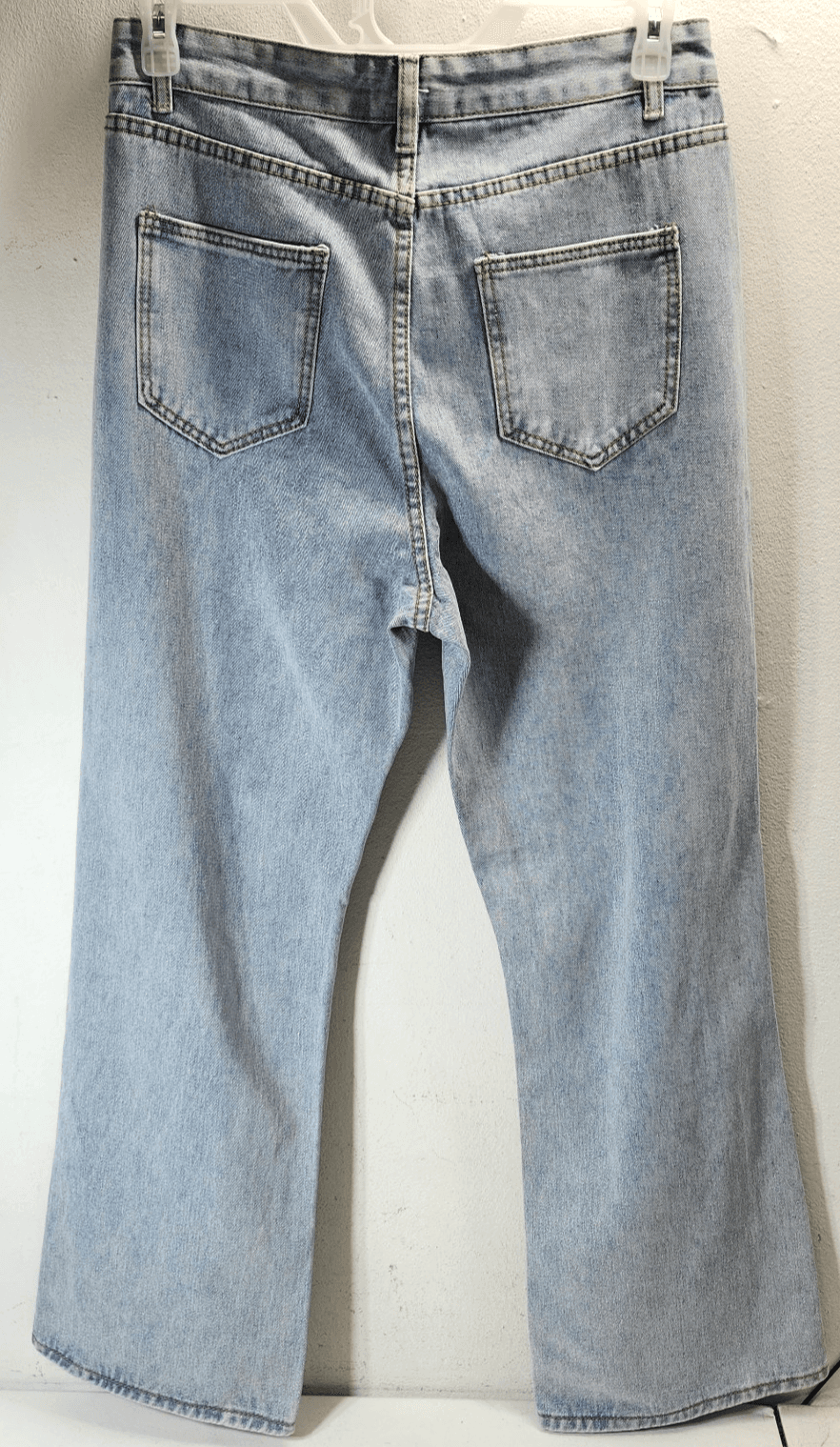 Bloomchic Womens Wide Leg Distressed Jeans Size 10 Light Blue Denim Pants NEW - Thumbnail 6