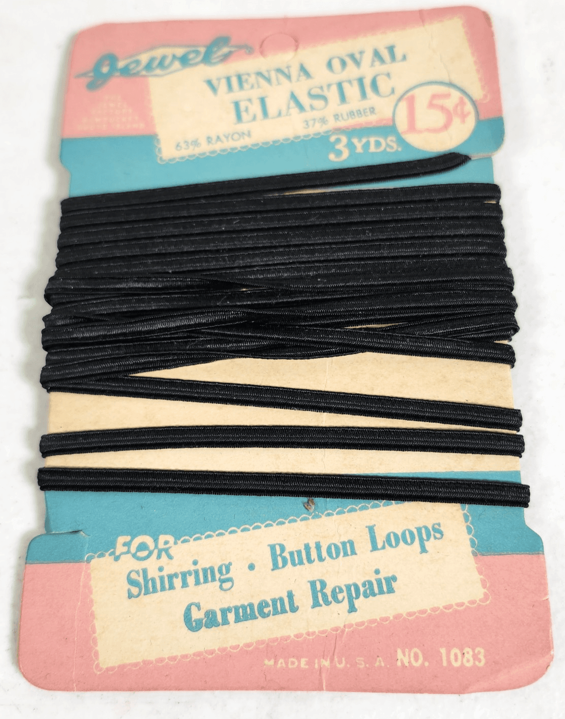 Vintage Jewel Vienna Oval Elastic Cord 1950s Advertising Made In USA
