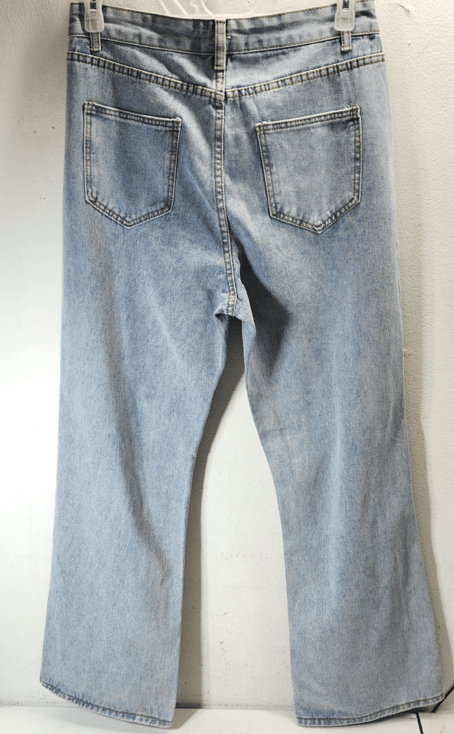 Bloomchic Womens Wide Leg Distressed Jeans Size 10 Light Blue Denim Pants NEW - Thumbnail 4