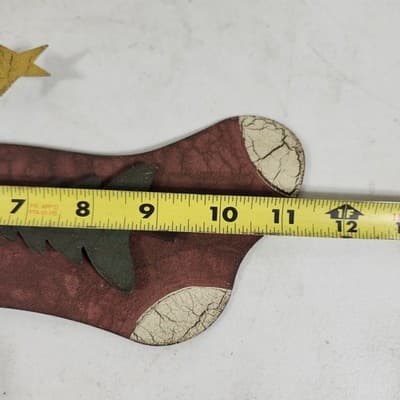 3 Holiday Hanging Decorations Snowmen Reindeer Stocking Wood Metal - Thumbnail 4