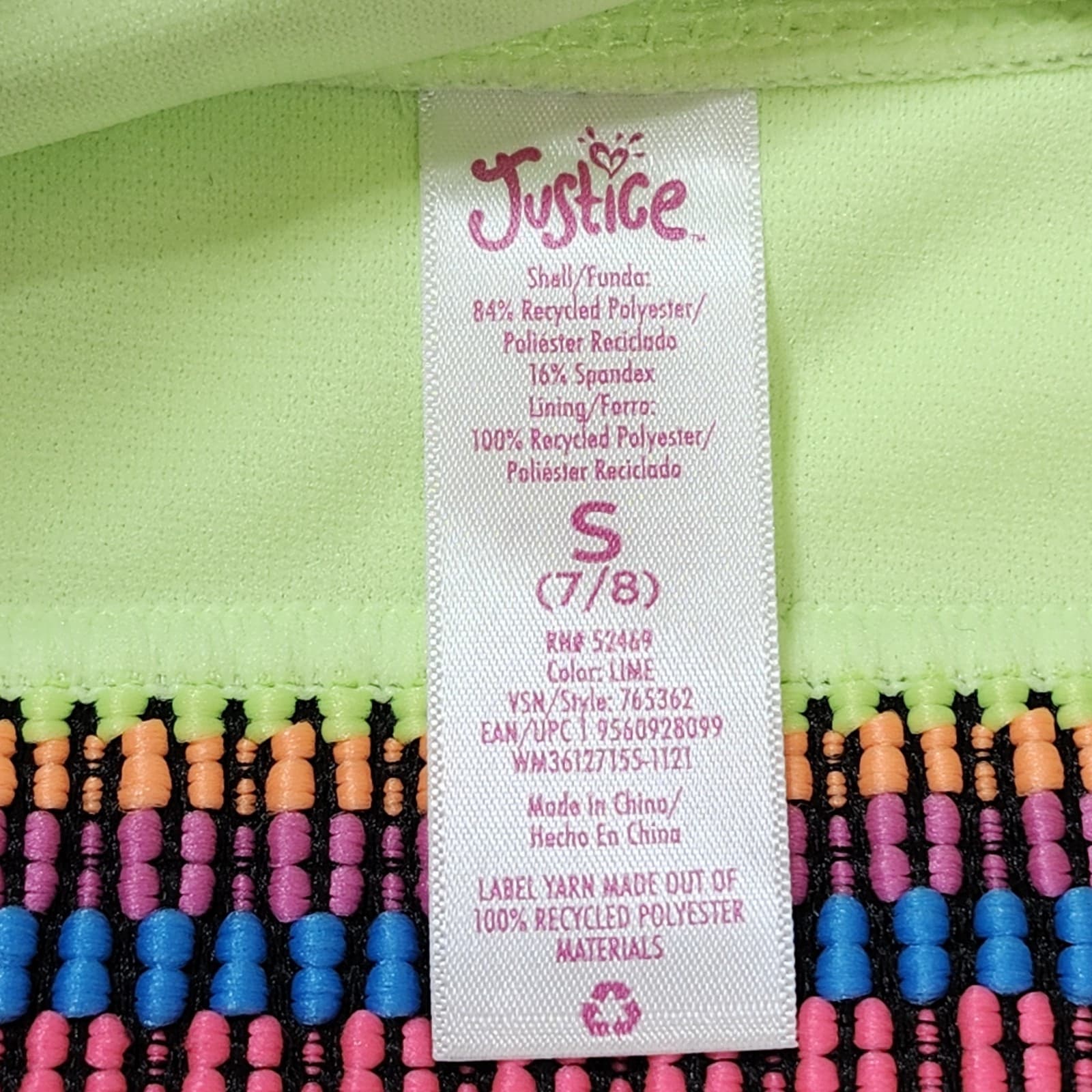 Justice Girls Small 6-7 Rainbow Swim Top Bikini Beach Pool Swimming NEW - Thumbnail 9