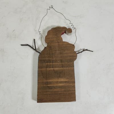 3 Holiday Hanging Decorations Snowmen Reindeer Stocking Wood Metal - Thumbnail 6