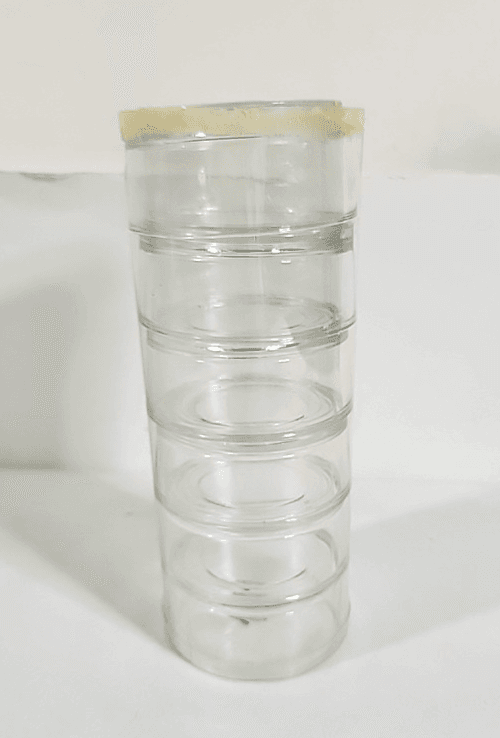 Lot of 6 Clear Stackable Glass Cups 2.75" - Thumbnail 5