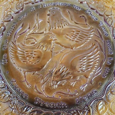 Imperial Carnival Glass Three French Hens 1972 Vintage Home Decor - Thumbnail 2