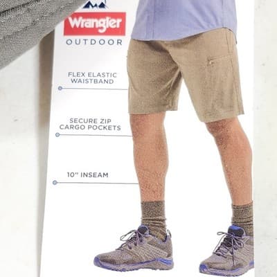 Wrangler Mens 46 Cargo Shorts Moisture Wicking UPF Pockets Softshell Gray NEW - Thumbnail 8