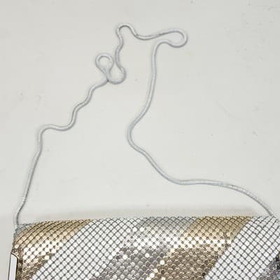 Women's Metal Handbag Purse White Gold Chainmail Mesh - Thumbnail 12
