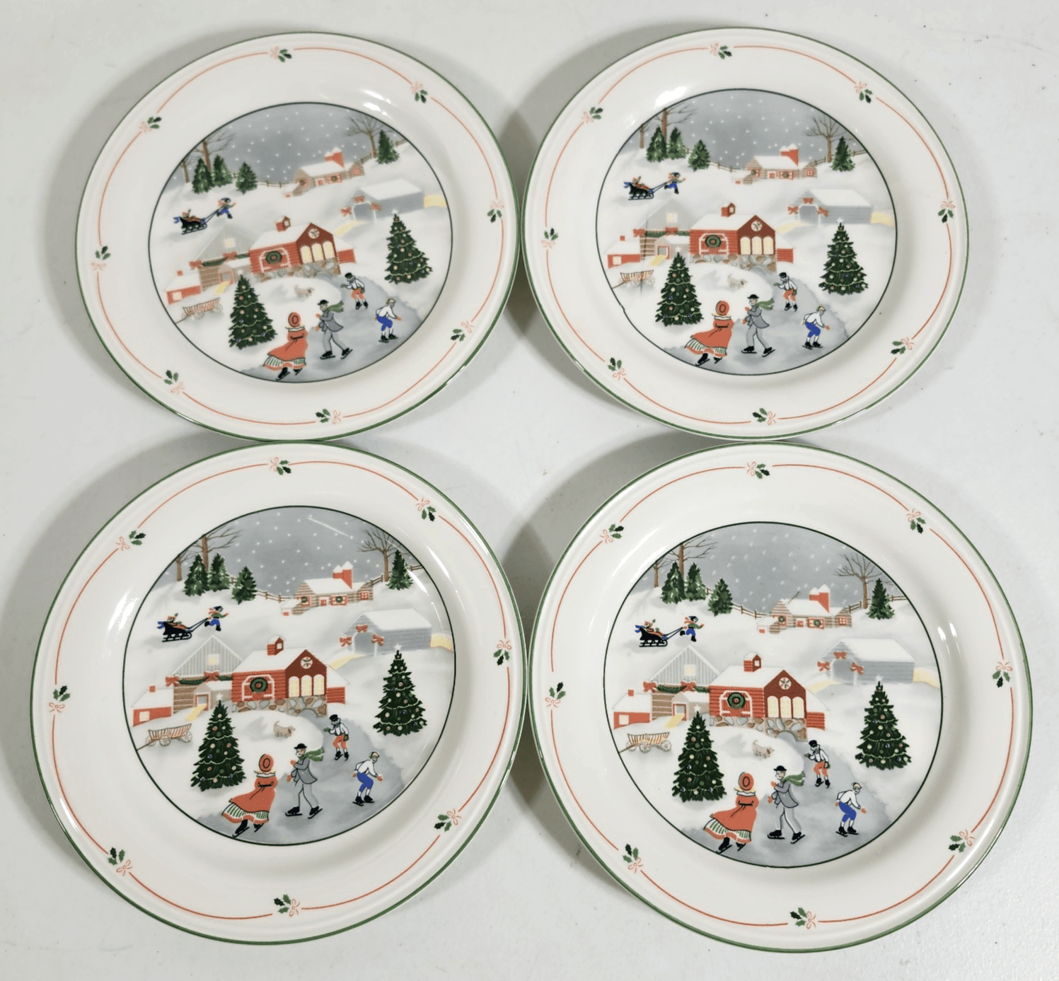 4 Sango Silent Night Plates 3900 Korea 7.5” Christmas Holiday Home Dinnerware