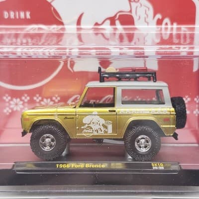 M2 Machines Coca-Cola Santa 1966 Ford Bronco Christmas 2025 Gold Car Toy NEW - Thumbnail 2