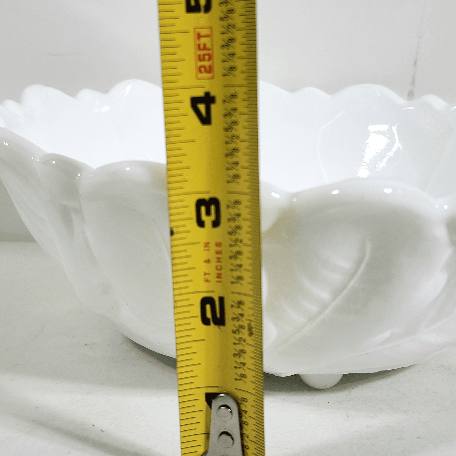 Milk Glass White Scalloped Edge Decorative Bowl 9" Centerpiece Home Decor - Thumbnail 6
