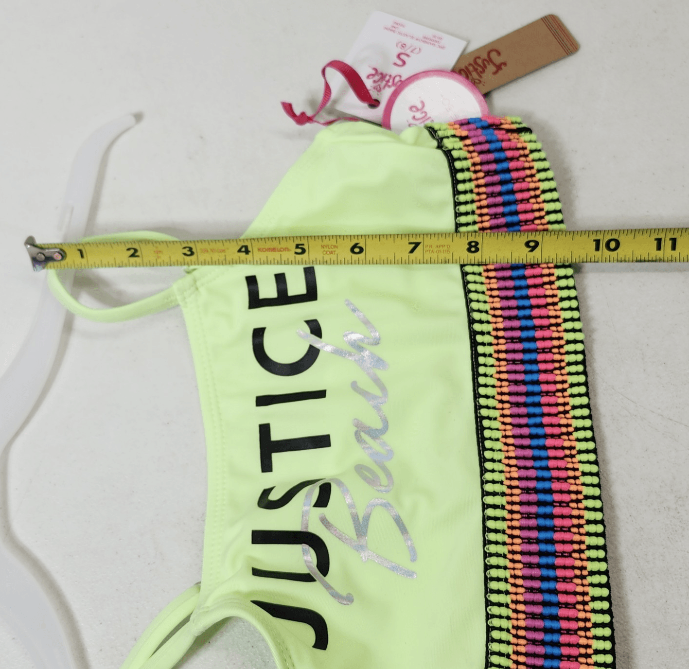 Justice Girls Small 6-7 Rainbow Swim Top Bikini Beach Pool Swimming NEW - Thumbnail 3