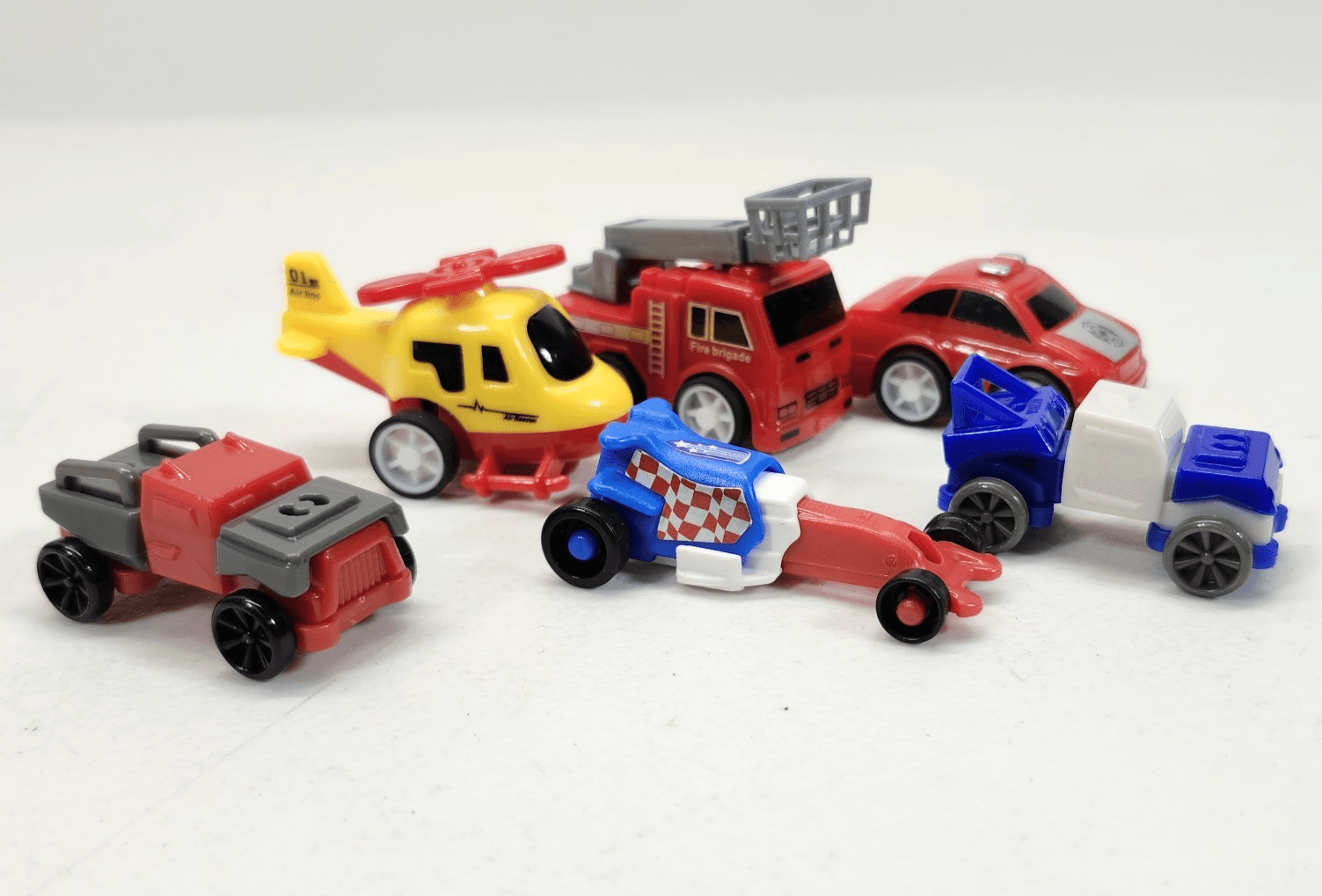 6 Car Lot Bundle Fire Truck Helicopter Kids Toy Vehicles Indy 500 F1 racing - Thumbnail 2