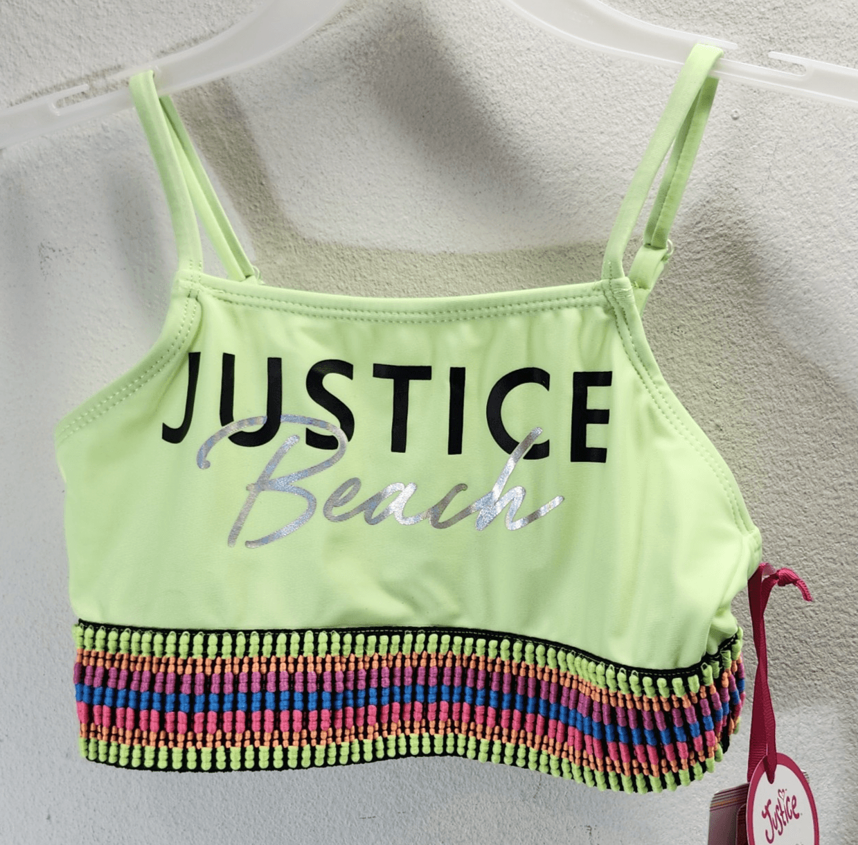 Justice Girls Small 6-7 Rainbow Swim Top Bikini Beach Pool Swimming NEW - Thumbnail 4
