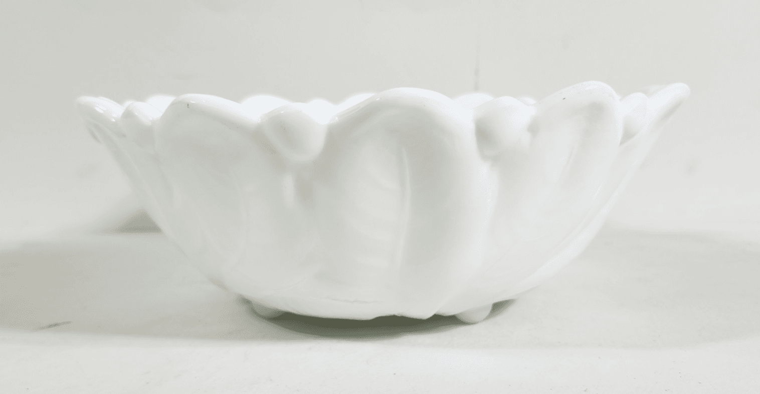 Milk Glass White Scalloped Edge Decorative Bowl 9" Centerpiece Home Decor - Thumbnail 2